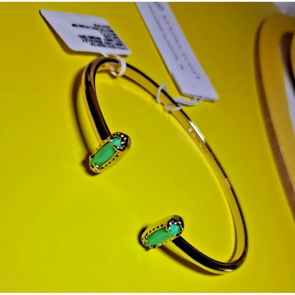 Kendra Scott Emma Cuff Bracelet Gold/Mint Magenesite NOS Discontinued
